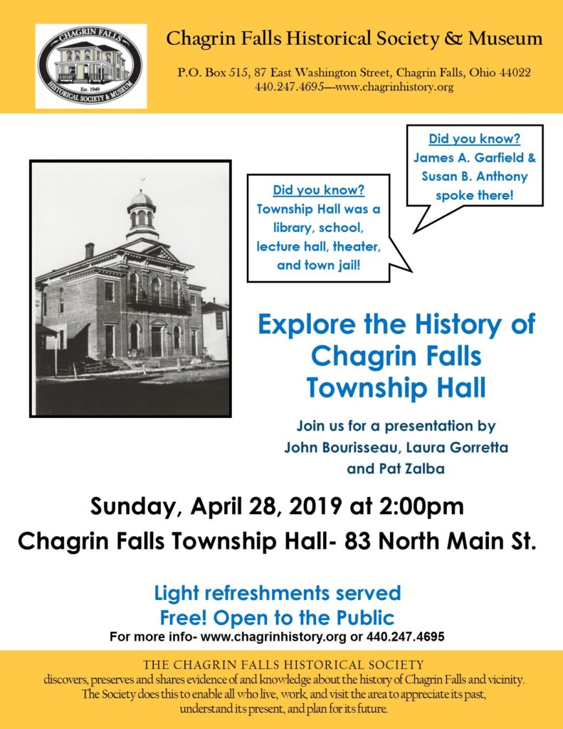 Explore the History of Township Hall – Chagrin Falls Historical Society